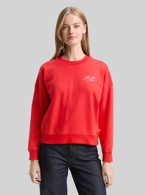 Sweatshirt with glitter embroidery - brilliant red