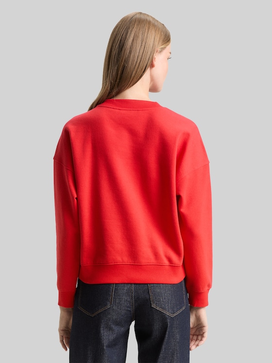Sweatshirt with glitter embroidery - brilliant red