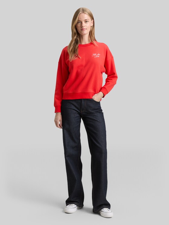 Sweatshirt with glitter embroidery - brilliant red