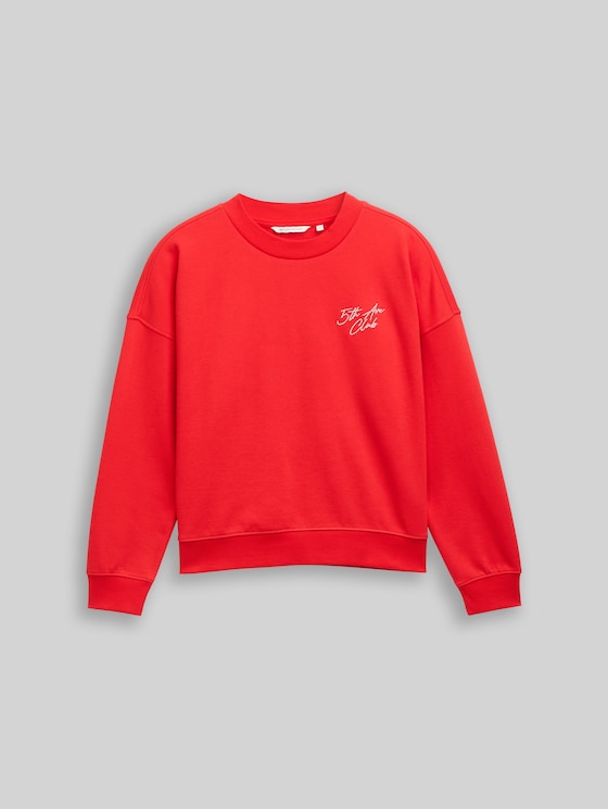 Sweatshirt with glitter embroidery - brilliant red