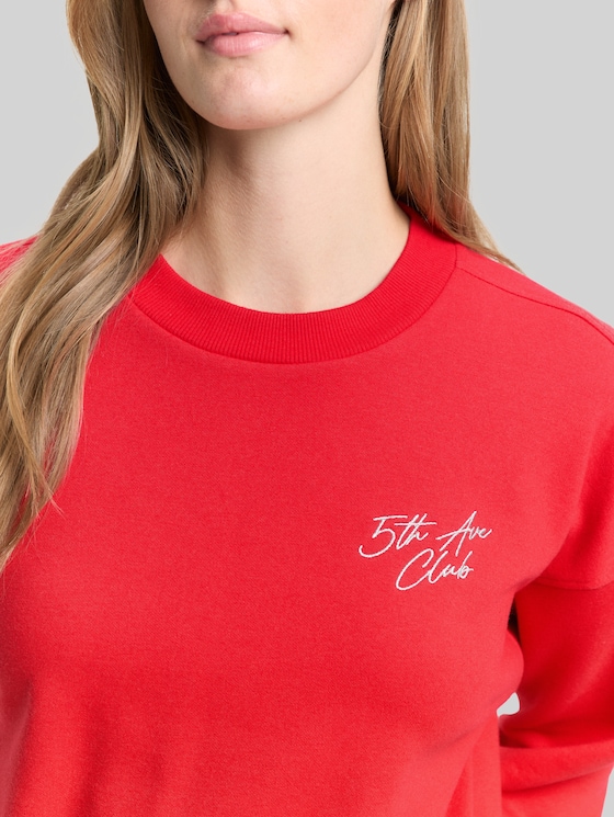 Sweatshirt with glitter embroidery - brilliant red