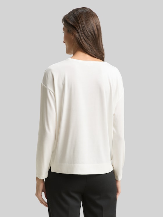 Loose fit long-sleeved shirt in a mix of materials - Whisper White