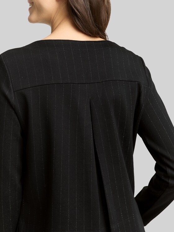 Long-sleeved shirt with glitter effect - pinstripe with lurex