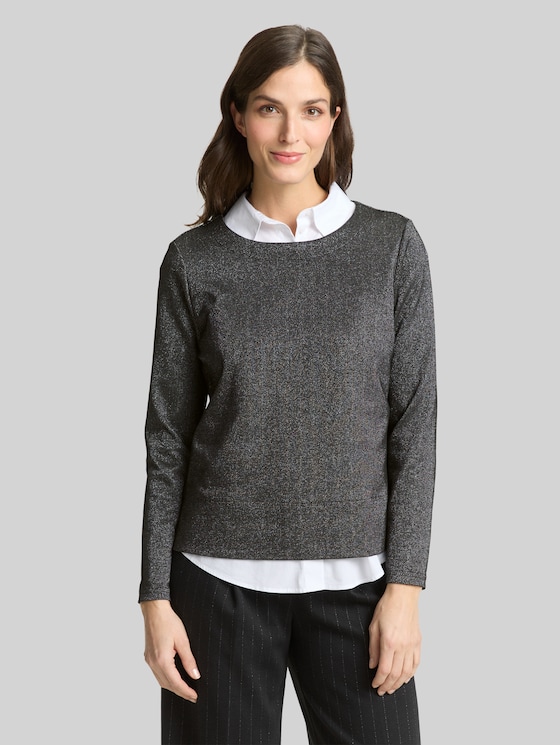 Long-sleeved shirt with glitter effect - glitter fabric