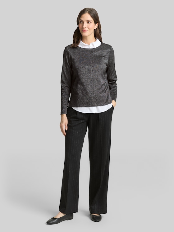 Long-sleeved shirt with glitter effect - glitter fabric
