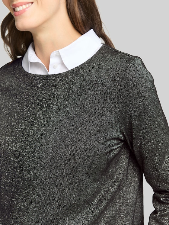 Long-sleeved shirt with glitter effect - glitter fabric