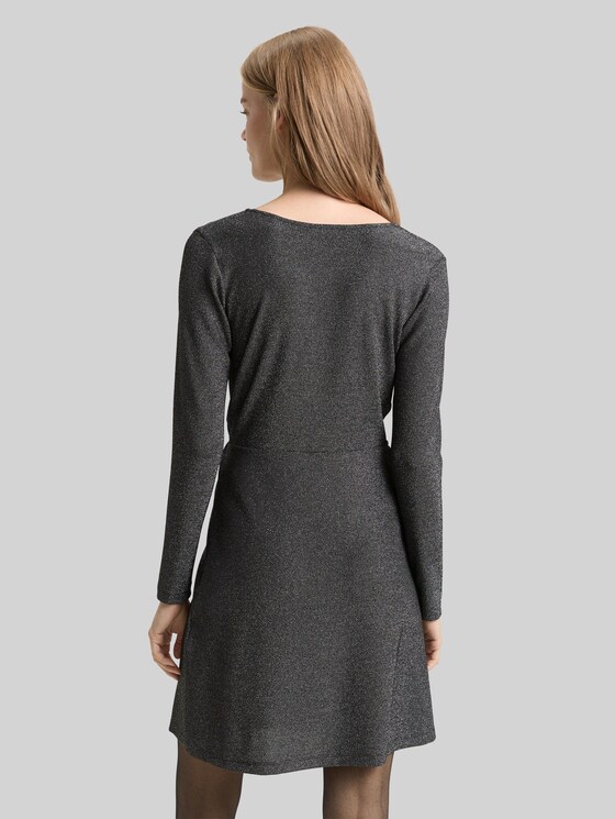 Fitted mini dress with glitter effect - black glitter