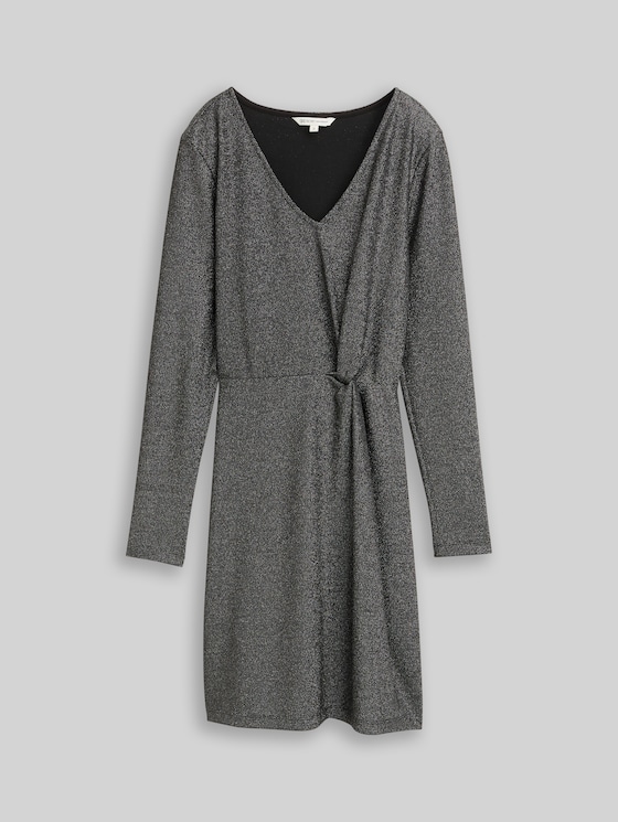 Fitted mini dress with glitter effect - black glitter