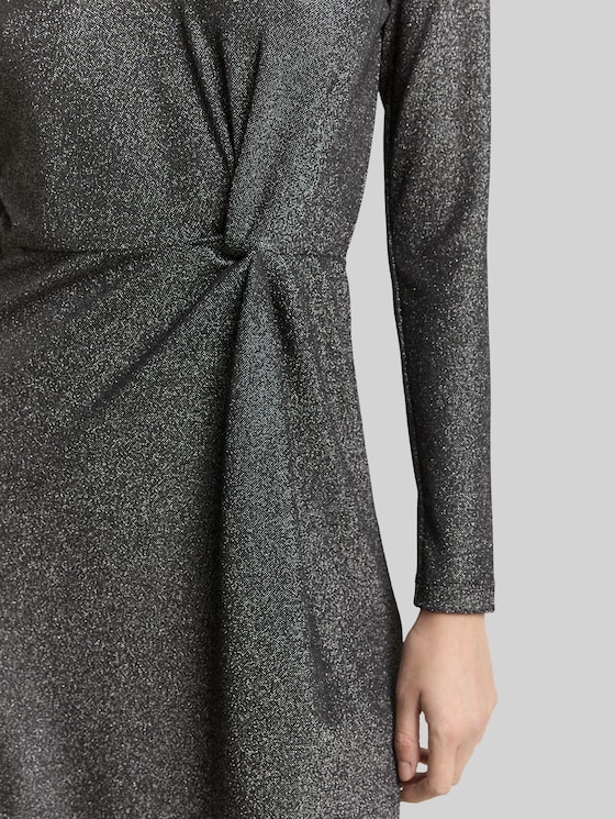 Fitted mini dress with glitter effect - black glitter