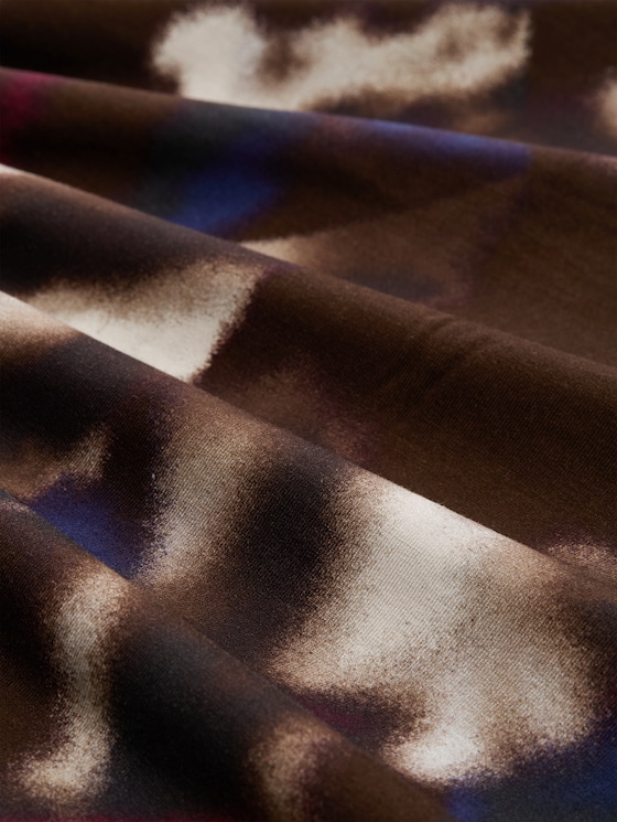 Plus Size - Patterned blouse shirt - brown blurry argyle