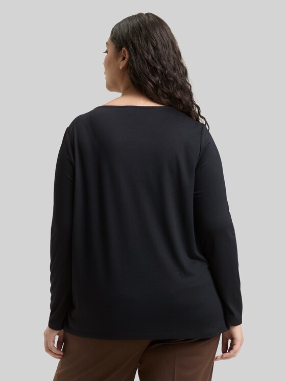 Plus Size - Loose fit long-sleeved shirt with leopard print - brown black big leo print