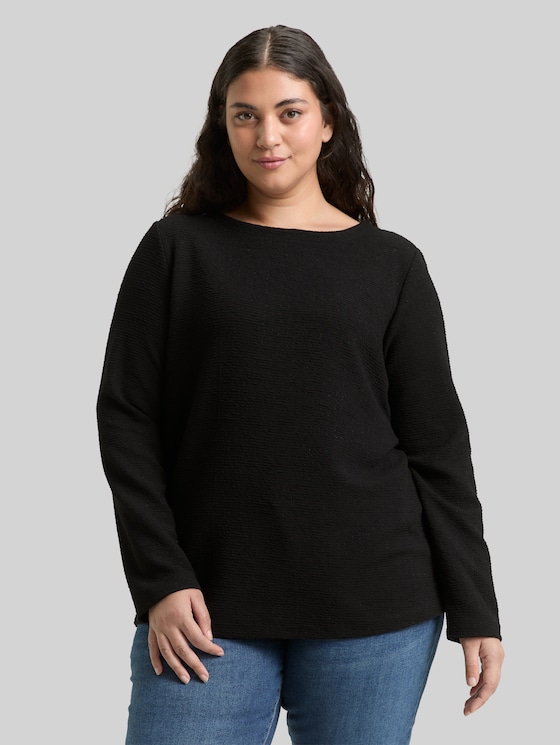 Plus Size - Sweatshirt with glitter effect - deep black