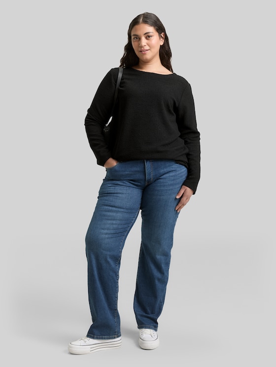 Plus Size - Sweatshirt with glitter effect - deep black