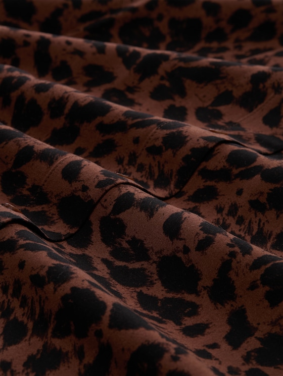 Plus Size - Blouse with leopard print - brown black small leo print