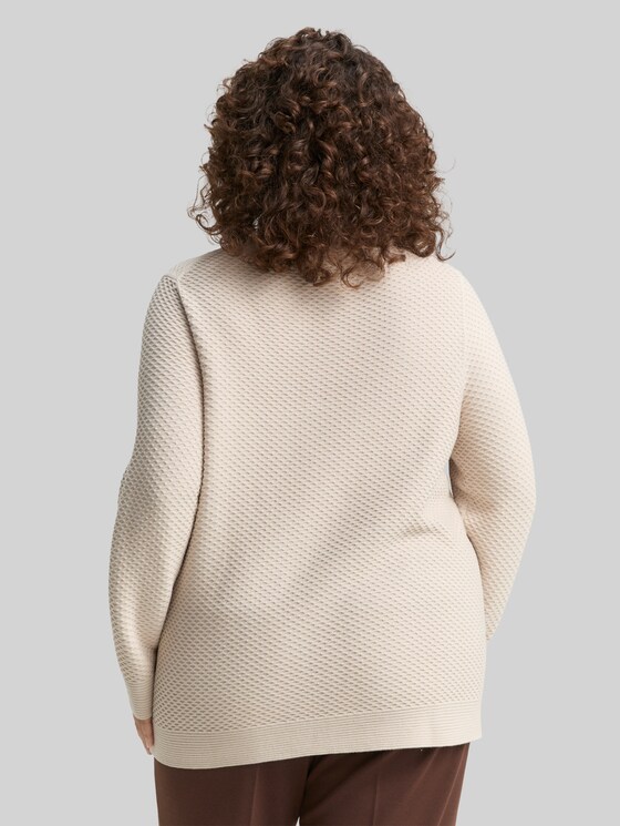 Plus Size - Loose fit cotton knit jumper - sand stone beige