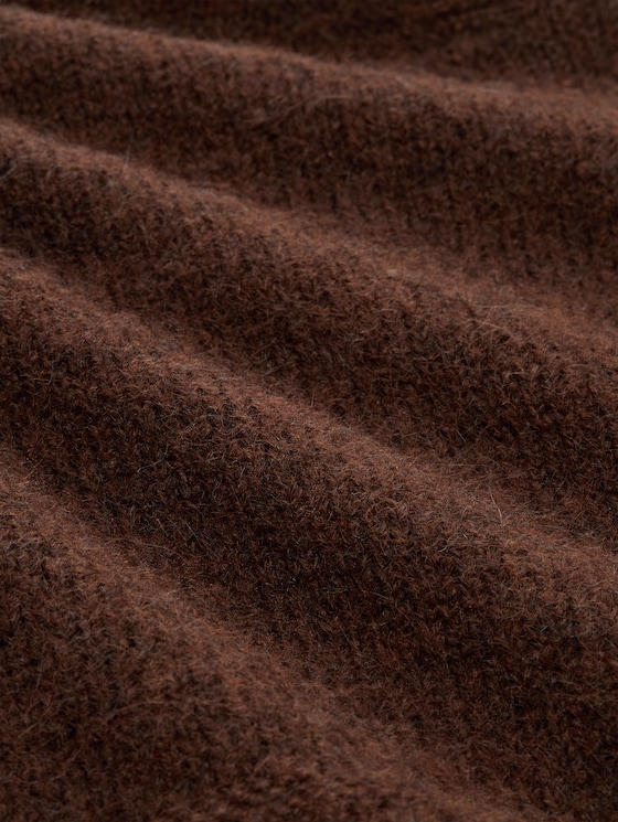 Plus Size - Loose fit knitted jumper with wool content - dark pecan brown melange