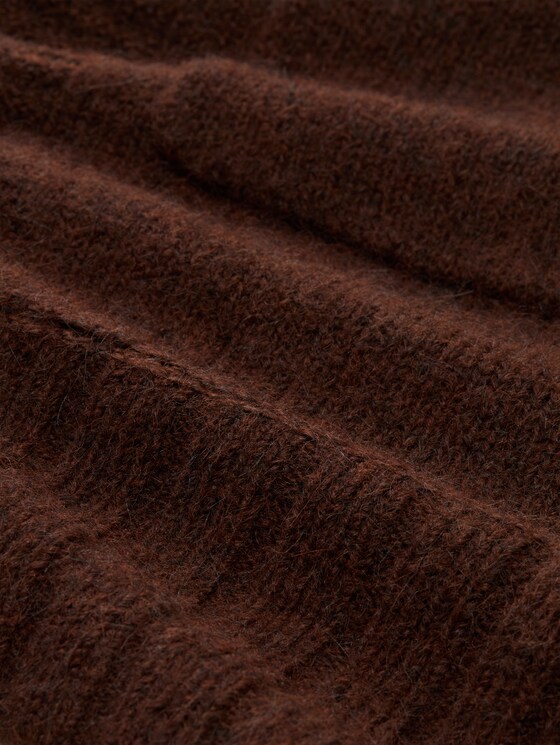 Plus Size - Oversized cardigan with wool content - dark pecan brown melange
