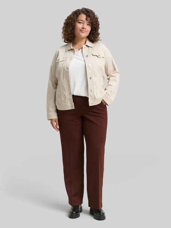 Plus Size - Straight trousers - dark pecan brown