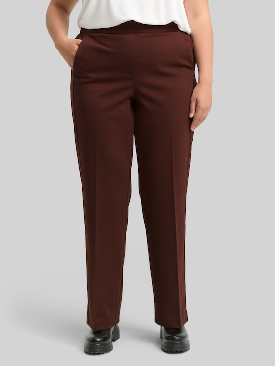 Plus Size - Straight trousers - dark pecan brown