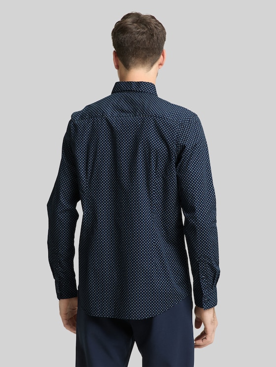 Fitted shirt with pattern - navy diamond design
