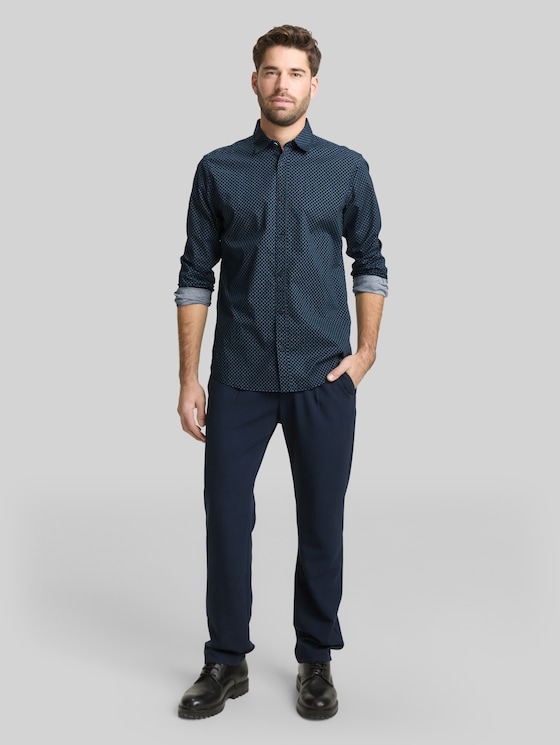 Fitted shirt with pattern - navy diamond design