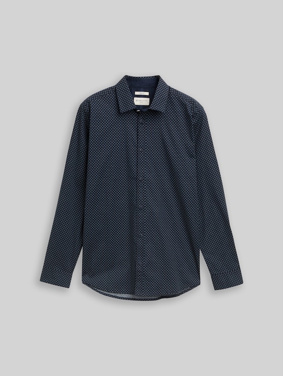 Fitted shirt with pattern - navy diamond design