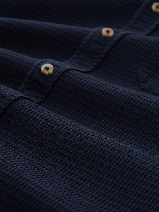 Regular fit shirt with waffle texture - sky captain blue