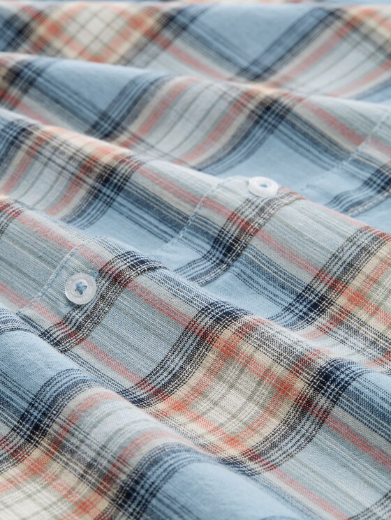 Regular fit short sleeve shirt with checked pattern - blue multicolor check