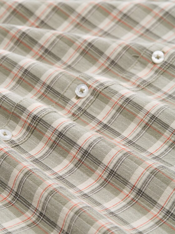 Regular fit short sleeve shirt with checked pattern - green white check