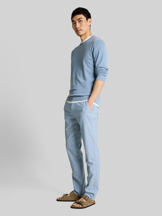 TTREGULAR chino trousers with linen blend - bleeched blue chambray