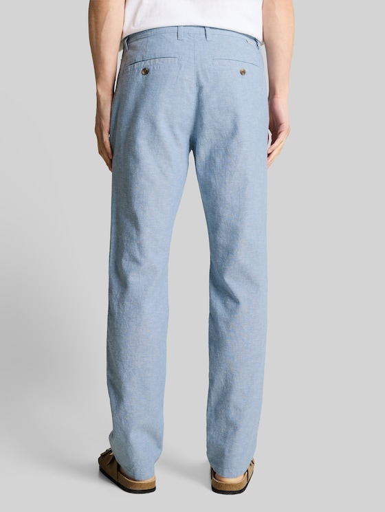 TTREGULAR chino trousers with linen blend - bleeched blue chambray