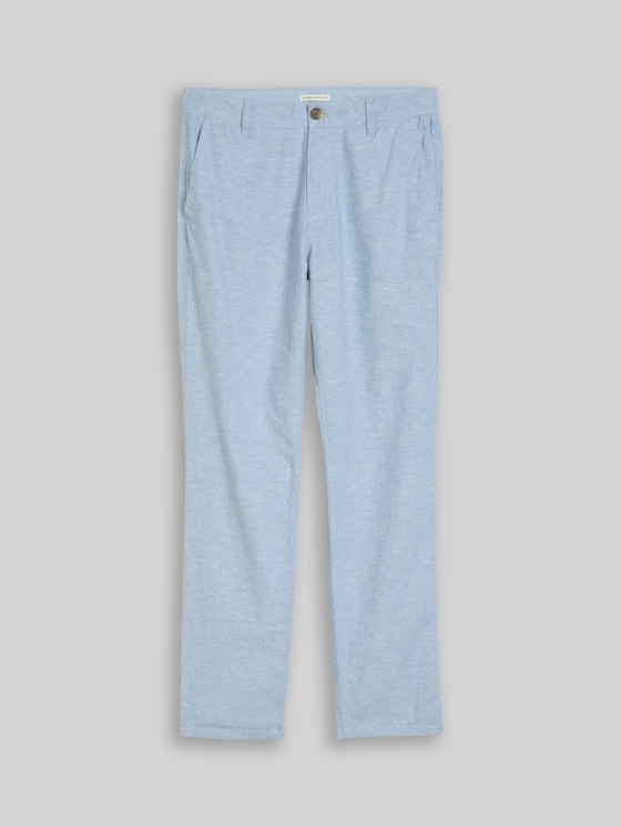 TTREGULAR chino trousers with linen blend - bleeched blue chambray