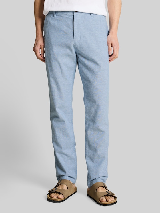 TTREGULAR chino trousers with linen blend - bleeched blue chambray