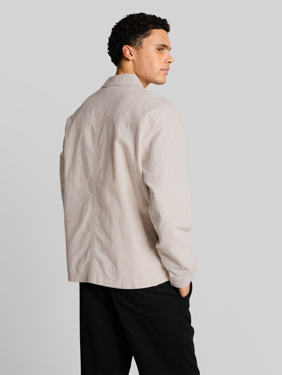 Shirt jacket with linen blend - cashew beige chambray