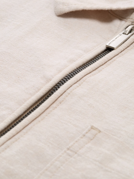 Shirt jacket with linen blend - cashew beige chambray