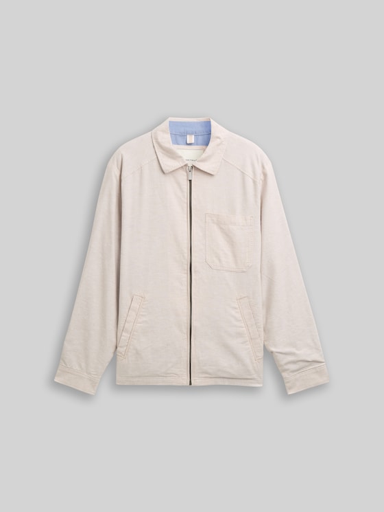 Shirt jacket with linen blend - cashew beige chambray