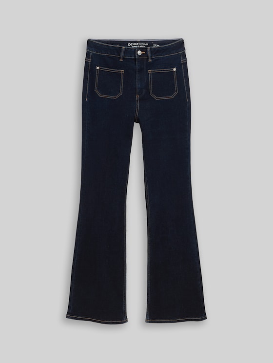 TTAVA FLARED jeans with patch pockets - Rinsed Blue Denim