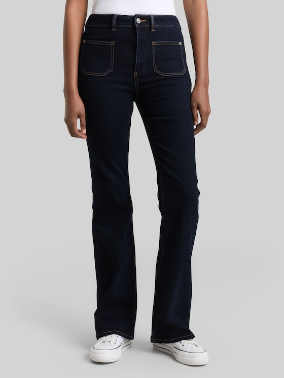 TTAVA FLARED jeans with patch pockets - Rinsed Blue Denim