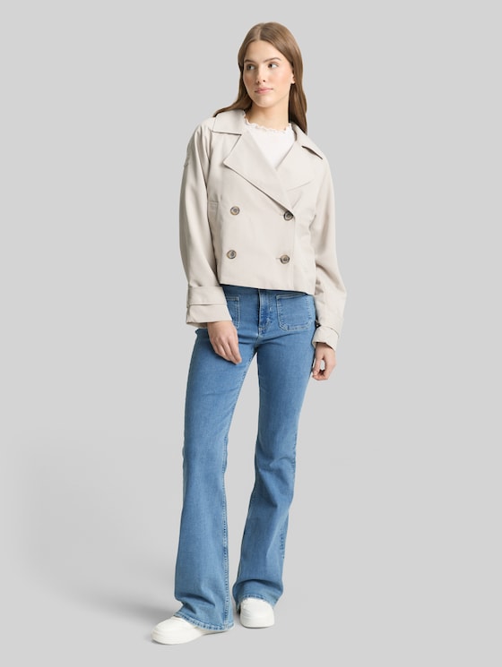 TTAVA FLARED jeans with patch pockets - Light Stone Blue Denim