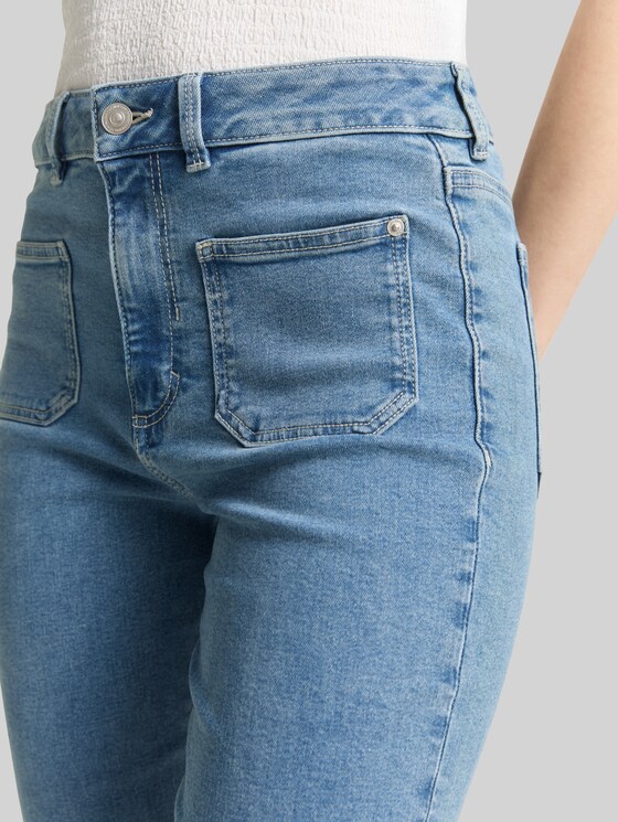 TTAVA FLARED jeans with patch pockets - Light Stone Blue Denim