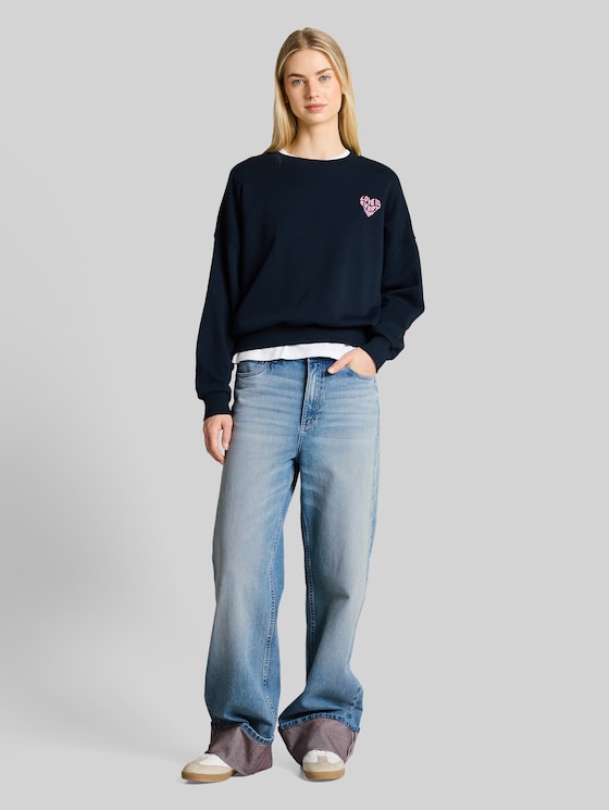 TTLINOU WIDE jeans with turn-ups - Light Stone Blue Denim Tint