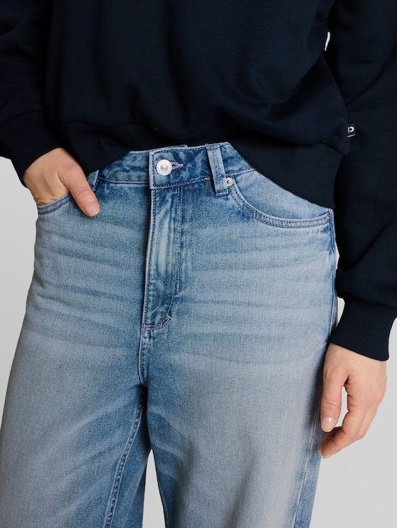 TTLINOU WIDE jeans with turn-ups - Light Stone Blue Denim Tint