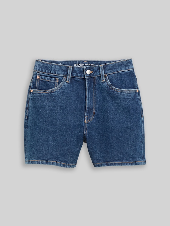 TTELIN STRAIGHT high-waisted denim shorts - Used Mid Stone Blue Denim