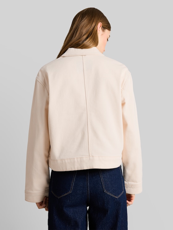 Denim jacket with patch pockets - raw offwhite denim