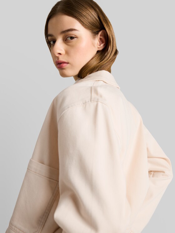 Denim jacket with patch pockets - raw offwhite denim