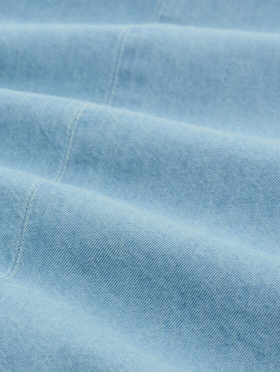 Mini denim dress with slit pockets - Clean Light Stone Blue Denim