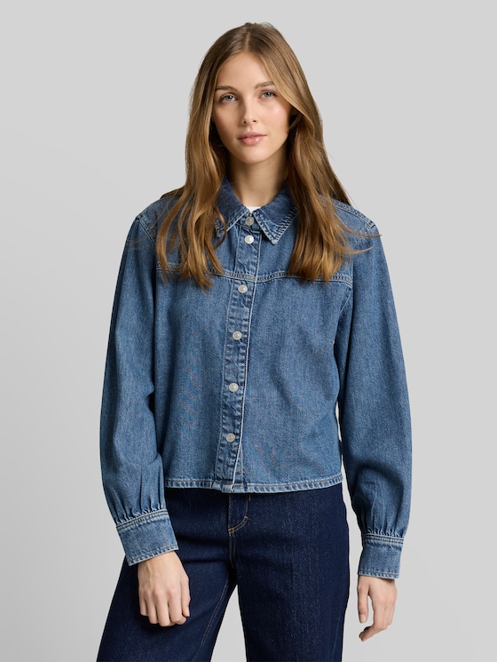 Boxy fit denim shirt - Clean Mid Stone Blue Denim