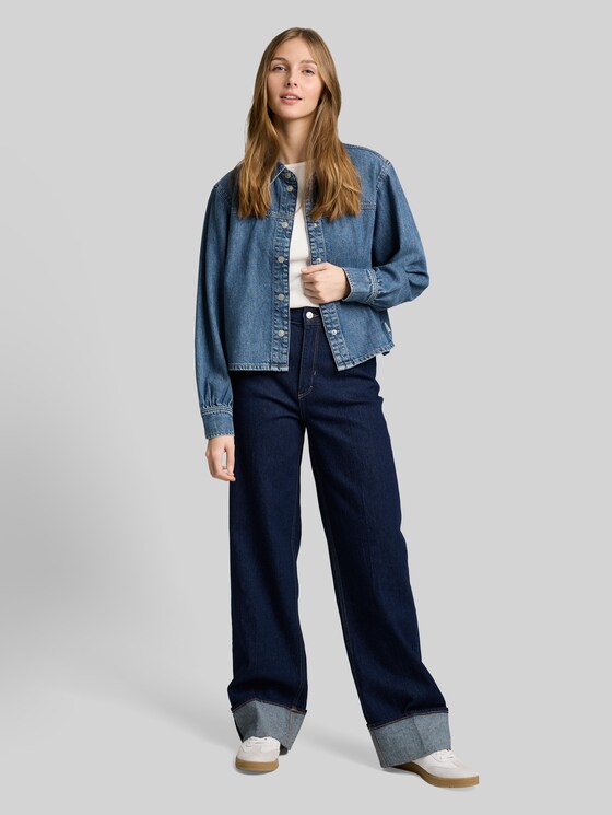 Boxy fit denim shirt - Clean Mid Stone Blue Denim