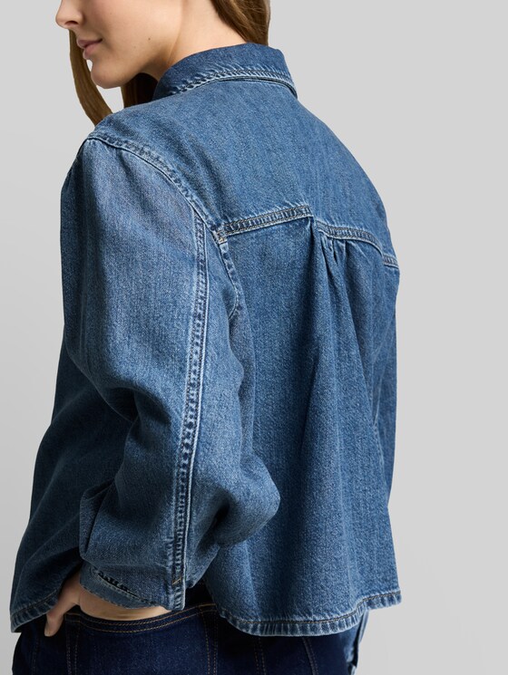 Boxy fit denim shirt - Clean Mid Stone Blue Denim