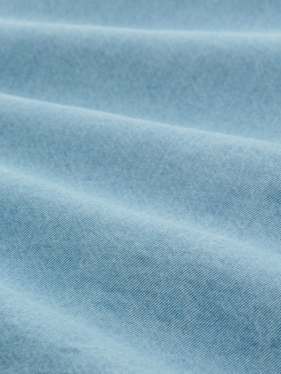 Denim blouse with bow detail - Clean Light Stone Blue Denim